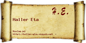 Haller Eta névjegykártya